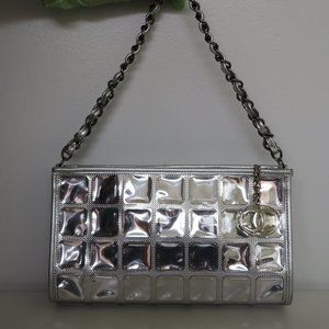 Chanel Limited Edition Silver Patent & Metallic Leather "Ice Cube" Shoulder Bag